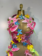 Envious Designs Samantha colorful flowers sleeveless sexy mesh see through mini dress for birthday party styling