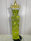 Liora butterfly crystal sexy halter green bodycon long dress with crystal details and slim-fit design.