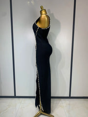 Latoya sleeveless diamond pearl bandage bodycon dress for women evening club party birthday