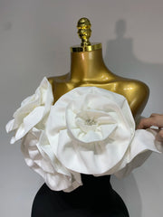 Maya off-shoulder flower diamond bodycon bandage dress – long slim-fit elegant evening gown.