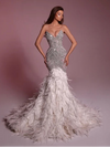 Sexy Deep V-neck Exquisite Beads Feather Evening Dress