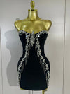 Envious Designs Kiera sexy strapless diamond chain black backless bodycon bandage mini dress for birthday and nightclub styling