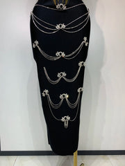 Samantha sexy sparkly beaded spaghetti strap bodycon bandage dress