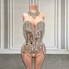 Silver Halter Crystal Mini Dress