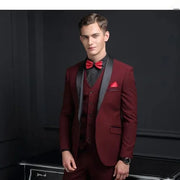 Black Shawl Lapel Slim Fit Suit for men