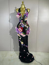 Lariza sexy halter mesh see-through long dress with sparkly diamond 3D flower detailing for evening gala styling