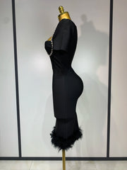 Camila black rhinestone short sleeve bodycon dress – glamorous birthday, prom, and evening party gown.