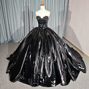 Black Strapless Sequin Quinceañera Dress