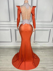 Selene sparkly rhinestone pearl floor-length prom dress elegant mesh gown.