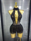 Denise sexy mesh see-through sequin tassel bodycon bodysuit for nightclub and birthday party styling