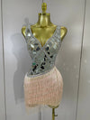 Anastacia sparkly diamond mirror sleeveless mesh see-through mini dress for evening and birthday party styling