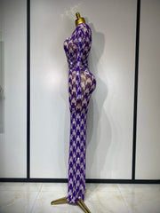 Denise sparkly rhinestone mesh see-through dress, stretchy women’s party and nightclub outfit.