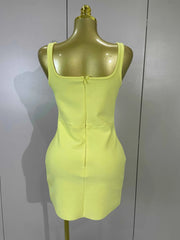 Marie Sexy Square Neck Sleeveless Bodycon Bandage Mini Dress for Women