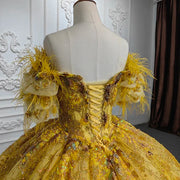 Yellow Organza Quinceañera Gown