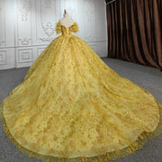 Yellow Organza Quinceañera Gown