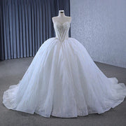 Exquisite Strapless Lace-Up Ball Gown Wedding Dress