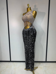 Laura sparkling rhinestone cutout maxi dress for a glamorous birthday celebration or evening party