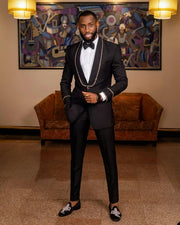 Black Beaded Men' Suit