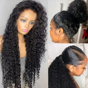 30 inch HD lace 13x4 human hair pre-plucked deep wave water wave lace front wig made with 100% Brazilian human hair.