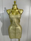 Envious Designs Zaylee sexy sleeveless golden bodycon mini bandage dress for birthday and cocktail party styling