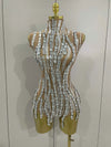 Lani Sparkly Rhinestone Chain Transparent Sleeveless Bodysuit