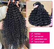 26 inch Brazilian curly wave bundles – 100% Remy human hair extensions in natural black 1B with soft curls and natural bounce