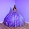 Purple Shiny Puffy Off-Shoulder Quinceañera Dress