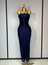Victoria Tassel Split Halter Bodycon Evening Dress