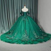 Luxury Green Organza Quinceanera Dress