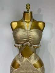 Enviousdesigns.shop Irene Sexy Backless Beaded Bodycon Bandage Dress