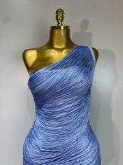 Criselda one-shoulder tassel bandage dress featuring a fitted bodycon silhouette and statement tassel details