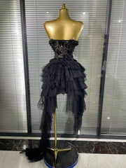 Envious Designs Makayla sexy strapless mesh ruffle floral draped party dress for birthday party styling