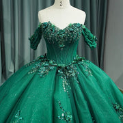 Luxury Green Organza Quinceanera Dress