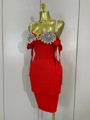 Ivana diamond beaded halter bodycon bandage dress for women’s evening parties, birthdays, or club events.