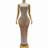 Amina silver mirror rhinestone pearl prom dress elegant evening gown.