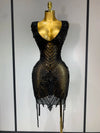 Genesis sparkly rhinestone bodycon mesh dress for birthday celebration and nightclub styling