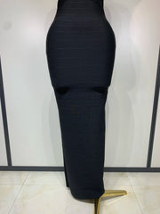 Rhea sleeveless maxi bodycon bandage dress with a curve-enhancing fitted silhouette for parties and special occasions