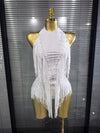 Natalia sexy halter backless beaded sequin tassel bodysuit for nightclub and birthday party styling