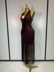 Ataska backless tassel bodycon dress with eye-catching details for a glamorous party look