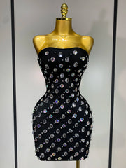 Natalie rhinestone strapless mini dress – sparkly backless bodycon party dress.