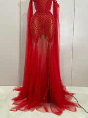 Makayla sparkly rhinestone pearl strapless mesh dress with rhinestone and pearl details for women.