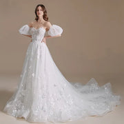 Flowing Strapless Tulle Wedding Dress