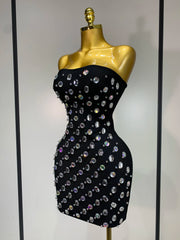 Natalie rhinestone strapless mini dress – sparkly backless bodycon party dress.