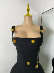 Jazlyn sparkly floral sequin diamond mini bandage dress elegant look.