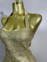 Envious Designs Zaylee sexy sleeveless golden bodycon mini bandage dress for birthday and cocktail party styling