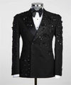 Luxury embellished double-breasted men’s suit and pants set for formal events or stage wear