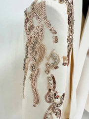 Women’s Shawl Collar Beaded Draped Blazer Dress