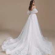 Flowing Strapless Tulle Wedding Dress