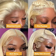 613 blonde body wave human hair wig – 13x4 HD transparent lace front pre-plucked wig with natural hairline and soft wavy texture