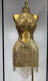 Mariel rhinestone tassel transparent short party dress